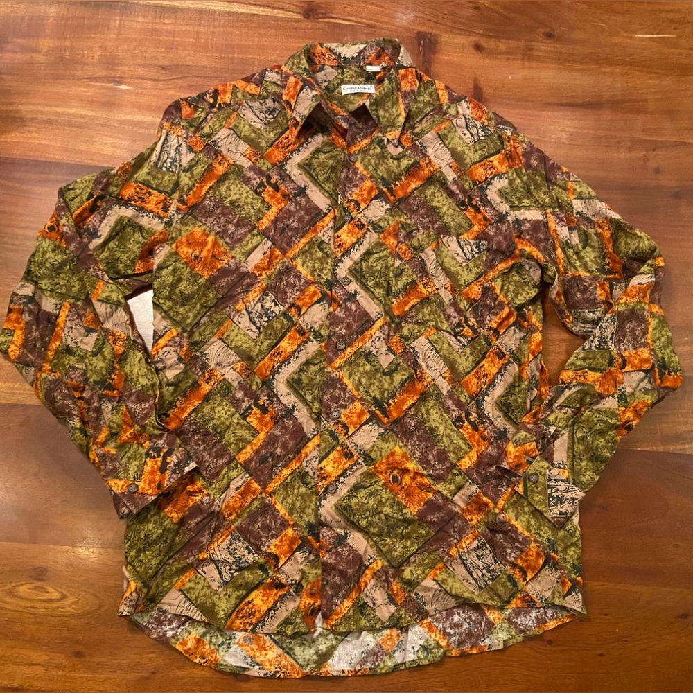 giorgio danieli Mens Long Sleeve Button up artsy Abstract Shirt Sz Large